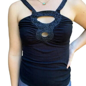 Design History Sequined Knit Stretch Halter Top - size Medium New NWT